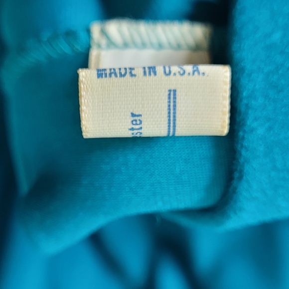 Vintage 70s JCPenney Robe Women’s 14 Aqua Stripe Half Zip A-Line Lounge Dacron - Picture 8 of 9